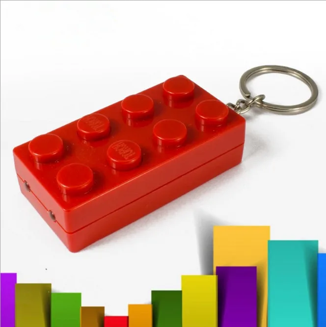 

2pcs/set Colorful Block Key Rings Trinket LED Light Voice Keychain Toy Brick Key Holder For Child Keyring Finder Kids Porte Clef