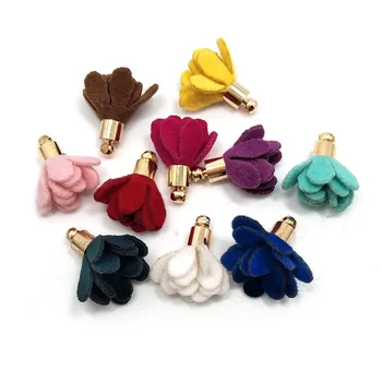 

100pcs New Fashion Small Tassel 1.3cm Colorful Suede Gold Cap Flower Tassels DIY Jewelry Making Earring Findings Accessory