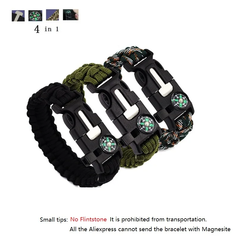 Manilla, Brazalete O Pulsera Paracord De Supervivencia Con Pedernal Y Silbato Ideal Para Pesca Camping Supervivencia Y Mas