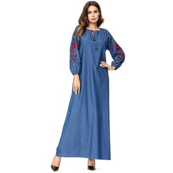 

Denim Vestido Kaftan Arabic Turkey Islamic Muslim Hijab Dress Abaya Dubai Tesettur Elbise Ramadan Robe Musulmane Caftan Marocain