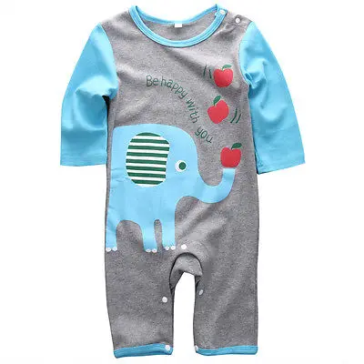 Комплект одежды для новорожденных детей для маленьких мальчиков с рисунками зверей из мультфильмов на Слон-комбинезон милая осенняя одежда костюм