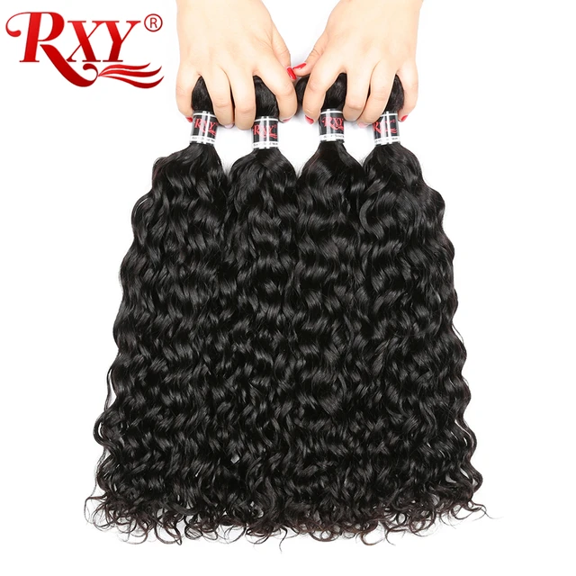 Special Price RXY Malaysian Curly Hair Water Wave Bundles Human Hair Double Weft Remy Human Hair Extensions 10''-28''  Can Be Dyed & Bleached 