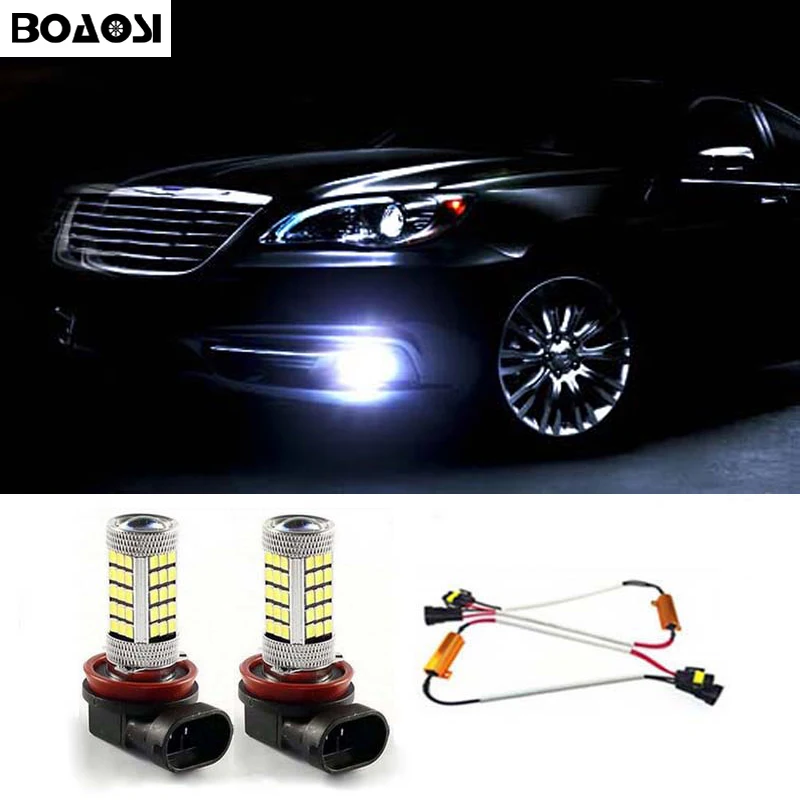 BOAOSI 2x H11 LED Samsung 2835SMD Projector Fog Light DRL 10W Canbus Decoders Error Free For