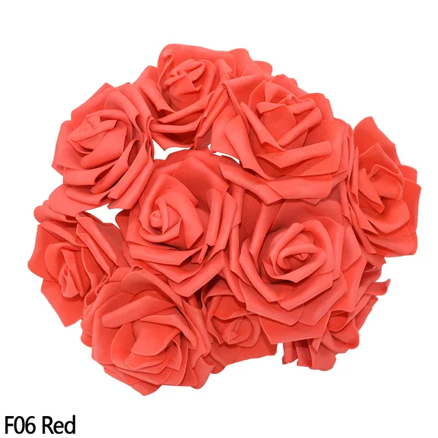 10/20/30 Heads 8CM New Artificial PE Foam Rose Flowers Bride Bouquet Home Flower Wedding Decorations Scrapbooking DIY Flower red