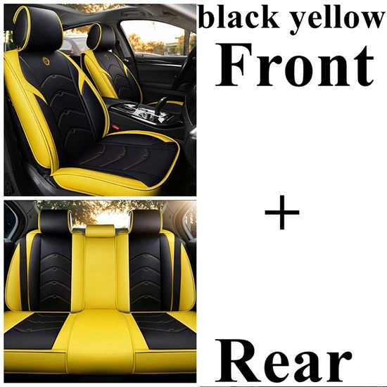 black yellowstandard Передний+ задний Чехол для сидения автомобиля для Audi a1 a3 a4 a5 a6 a7 a8 q2 q3 q5 q7 a4L a6L a8L q5L sq5, RS Q3, a4 b8/b6, a3 8p a4 b7, a6 c5, a6 c6 - Название цвета: black yellowstandard