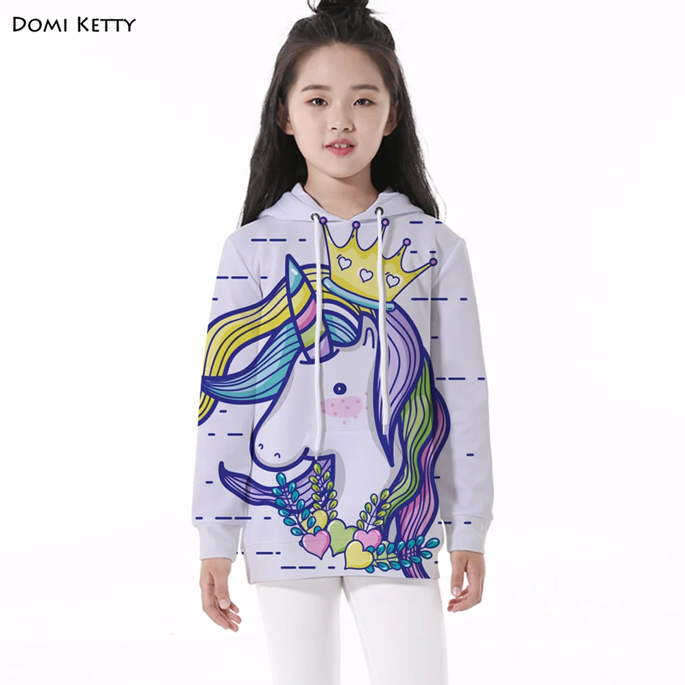 

Domi Ketty girls baby floral hoodies print unicorn crown children casual long sleeve sweatshirts cartoon kids boys pullover tops