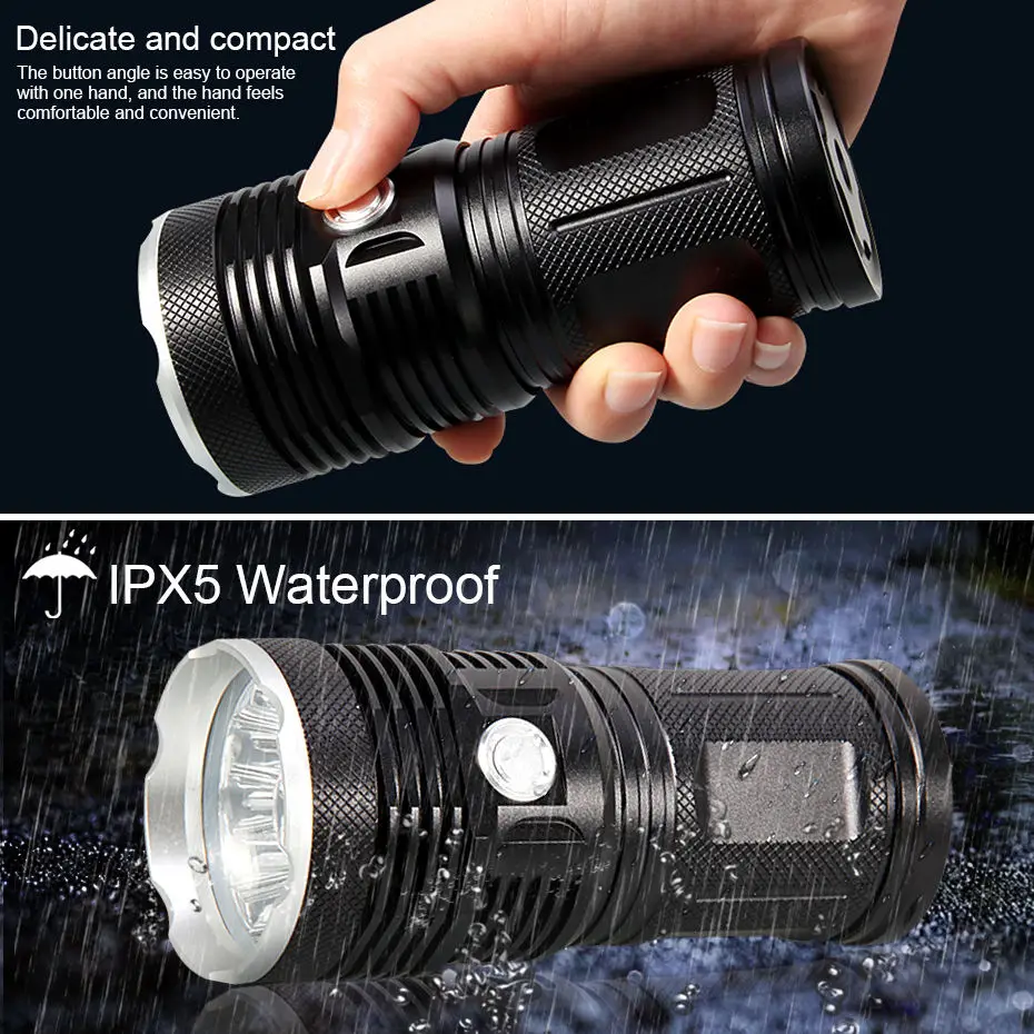 

18650Battery Outdoor Camping Powerful Led Flashlight Waterproof T6 Linterna LED Torch Light Portable Rechargeable LED Work Light