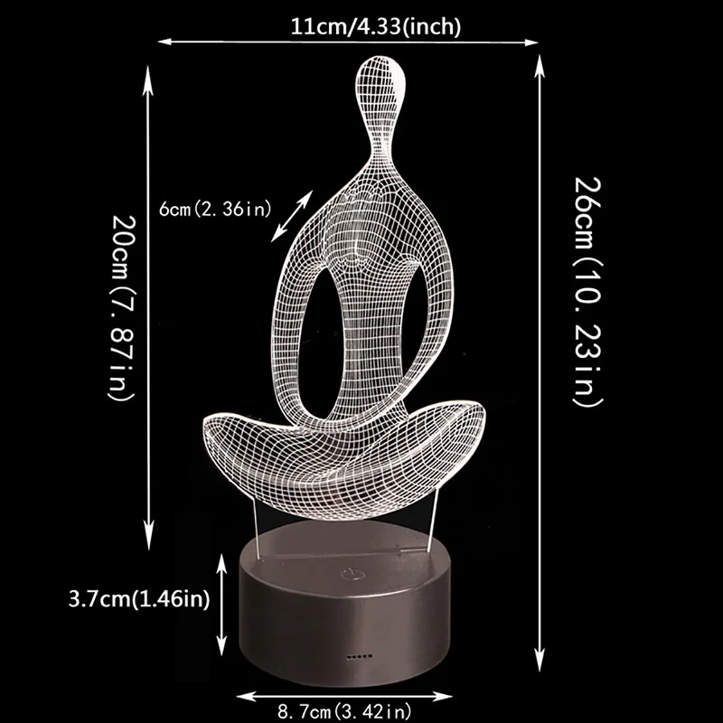  3D illusion Yoga Meditation Night Light 7 Color Change LED Desk Table Lamp Toys New 2017 - 32800004838