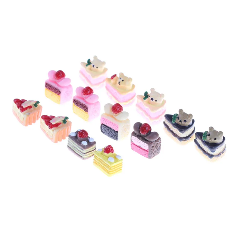 

5pcs/set Dollhouse Miniature Food Scene Model DIY 3D Resin Cake Model Simulation Mini Cake For Kids Kitchen Toys
