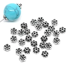 200 шт, 6 мм, цинковый сплав, шесть лепестков, бусины, заглушки, выдалбливают цветок, свободные бусины, для изготовления ювелирных изделий, аксессуары, сделай сам