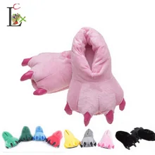 Hallowee Hiver Chaud Doux plancher intérieur Pantoufles Femmes Hommes Enfants Chaussures Patte Drôle Animal De Noël Monstre Dinosaure Griffe En Peluche
