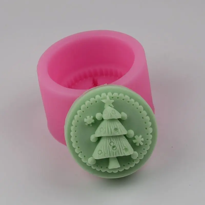 Рождественская елка, силиконовая форма для мыла, круглая форма для украшения торта, художественное мыло ручной работы