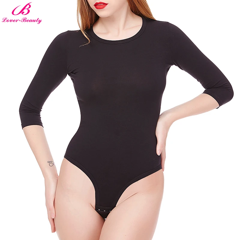 Lover Beauty Long Sleeve Shapewear Lingerie Women Black Cotton Blend Full Body Shaping Wear