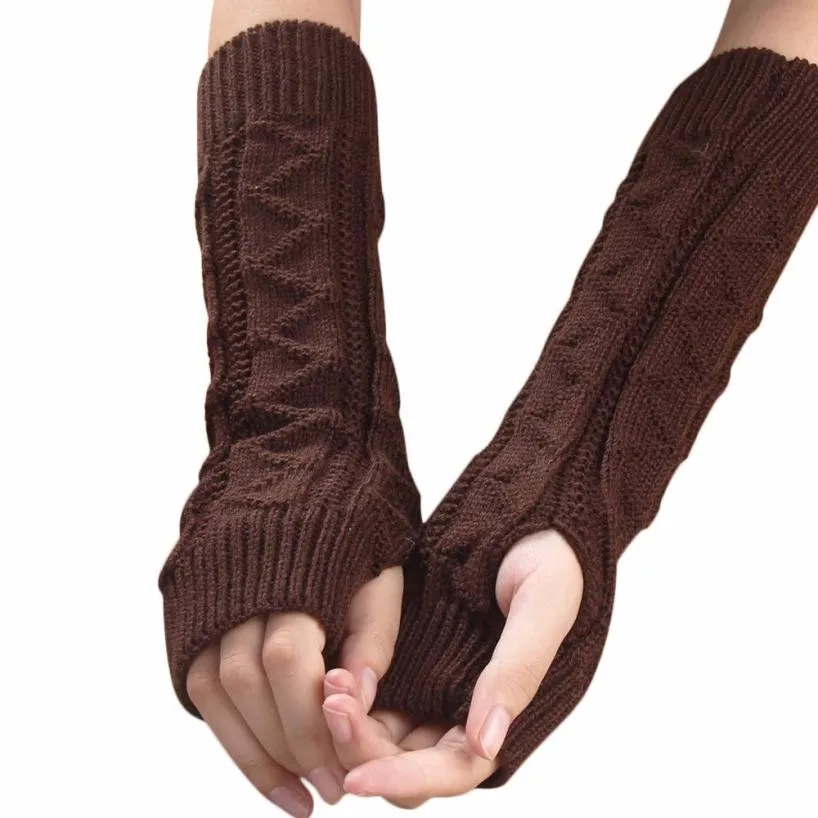 Зимние теплые длинные вязаные перчатки для женщин, перчатки для пальцев с клавиатурой, женские перчатки для девушек, женские перчатки без пальцев# YL