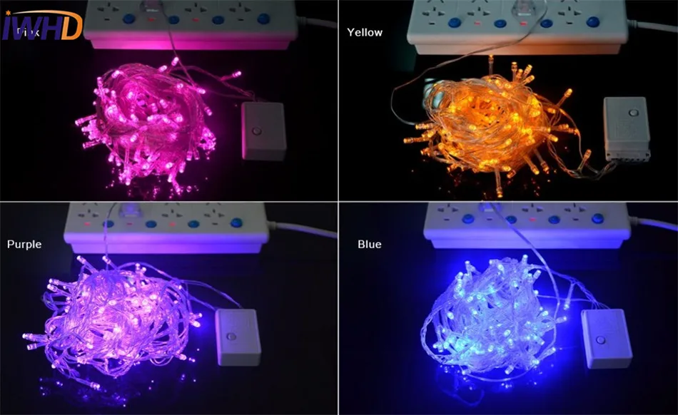 Рождественский светодиодный огни строки 10 м 100 светодиодный s Цветной огни RGB мигающий Питание Открытый Свадебные украшения лампы строка