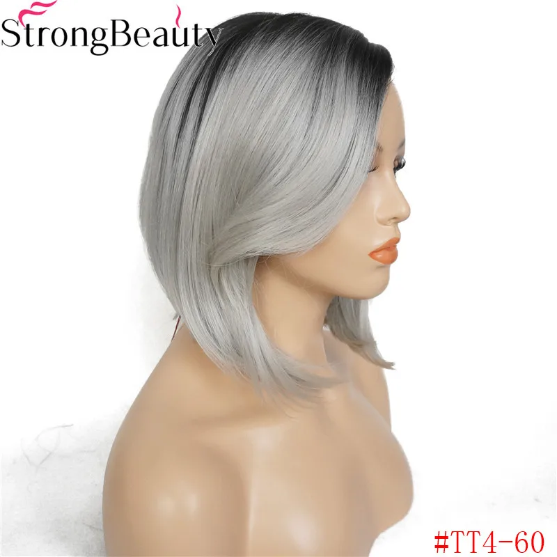 StrongBeauty боб парик Синтетический прямой Омбре средней длины парики - Цвет: TT4-60