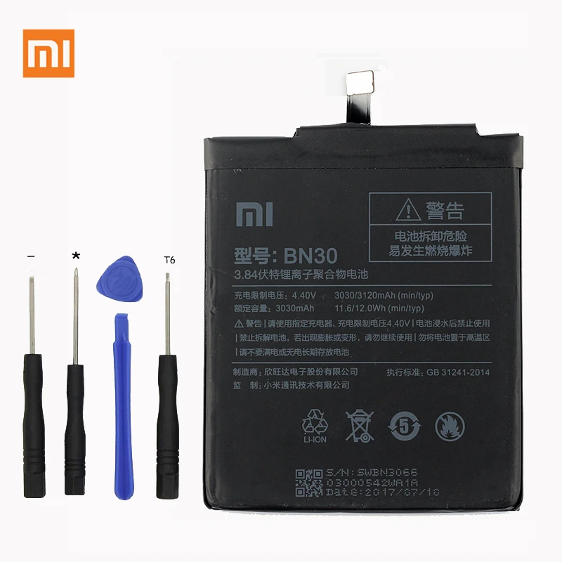 Xiao mi BN30 Аккумулятор для телефона с высокой емкостью для Xiaomi mi redrice Redmi 4A 3120 mAh