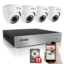 ZOSI HD AHD-H 4CH 720 P 1.0MP Камеры Безопасности Системы 4*720 P Открытый Ночного Видения ВИДЕОНАБЛЮДЕНИЯ Главная Безопасность система 1 ТБ HDD