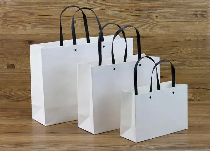wholesale gift bags with handles 200pcs/lot black paper bags for shop