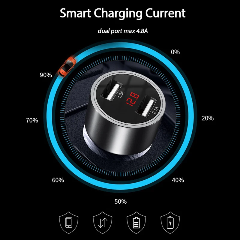 Biaze 5V-3.1A двойной USB Автомобильное зарядное устройство светодиодный дисплей для Iphone X XS 8 7 Plus Xiaomi samsung huawei P30 USB зарядное устройство адаптер