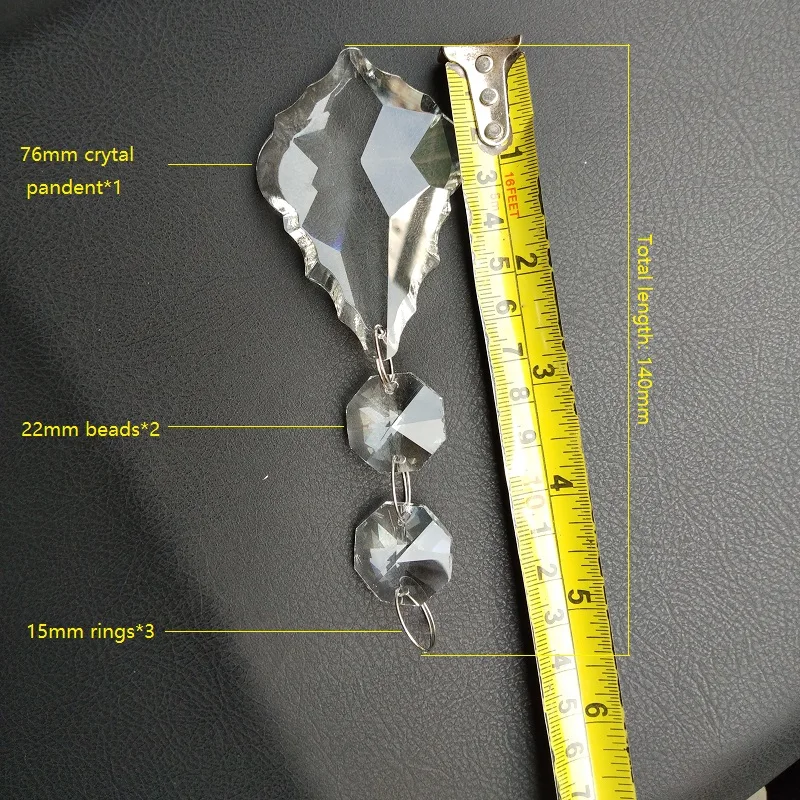 10 шт./лот 38/50/63/76 мм прозрачная подвеска с Кленовым листом + 2 восьмиугольных 3