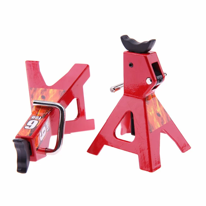 

2pcs Simulation 6 Ton Metal Scale Adjustable Height Metal Jack Stands For Axial SCX10 TAMIYA CC01 D90 D110 TF2 RC Trucks
