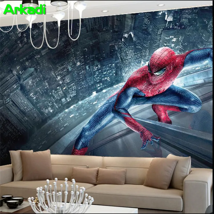 Spiderman Kid Bedroom Wallpaper Custom Size Photo Wall Mural 3D Mural Living Room Sofa Home Decoration Custom Spiderman Kid Bedroom Wallpaper Custom Size Photo Wall Mural 3D Mural Living Room Sofa Home Decoration Custom