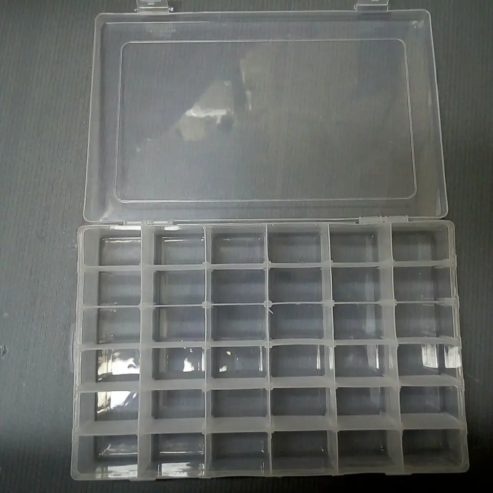

36 Grid Plastic Adjustable Jewelry Organizer Box Storage Container Case Size: 27.5*17.5*4.3cm