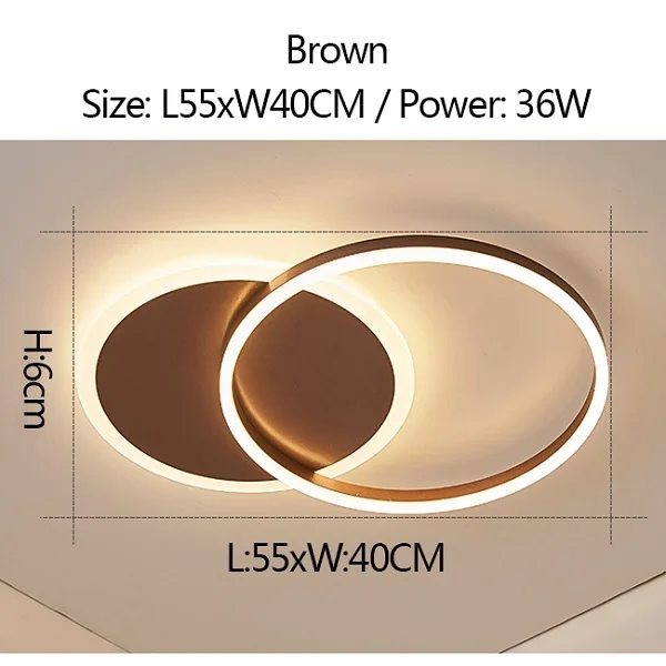Коричневые/белые современные светодиодные потолочные лампы для гостиной спальни Plafon Inddor Домашнее освещение потолочный светильник Домашнее освещение светильники - Цвет корпуса: brown 55xW40CM