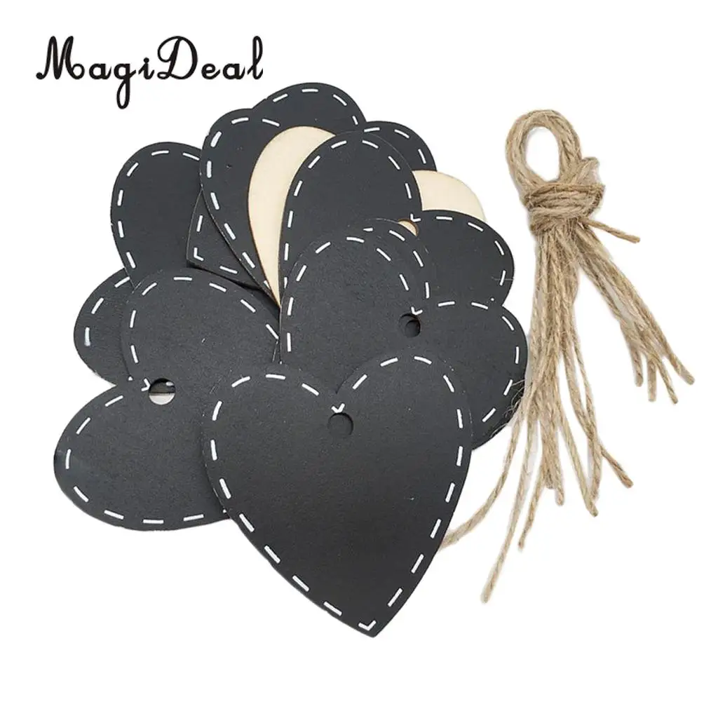 10pcs Mini Chalkboard Place Cards Hanging Blackboard Single Sided Chalkboard Wedding Party Table Number Place Tag Love Heart