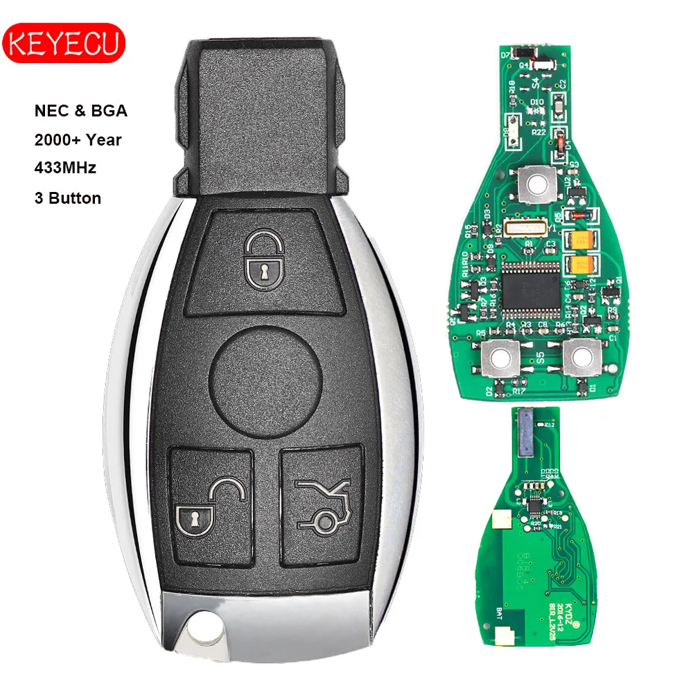 Keyecu Smart Key 3 Пуговицы 315 мГц 433 для Mercedes Benz Авто удаленный ключевой Поддержка NEC и BGA