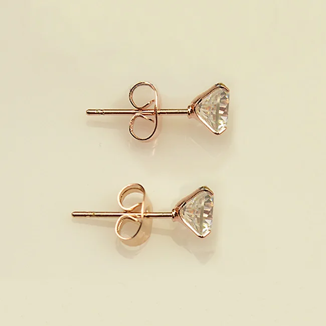 Женские серьги гвоздики с фианитами 5 мм|fashion stud earrings|stud earringszircon earrings |