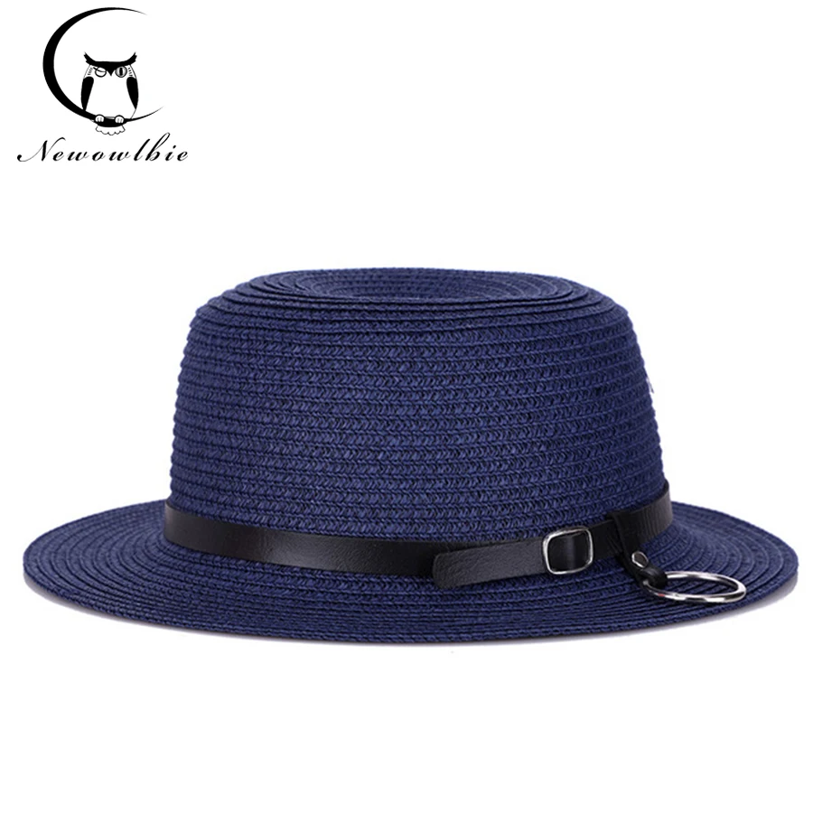 قبعات مسطحة الصيف القش حزام للنساء صغيرة قبعة في الهواء الطلق شاطئ كاب قبعات للحماية من الشمس للنساء الفاتحة فام إته قبعات من الألياف المجدو...