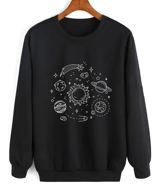 Толстовка Cosmos Solar System Tumblr модная одежда из хлопка для женщин уличный стиль