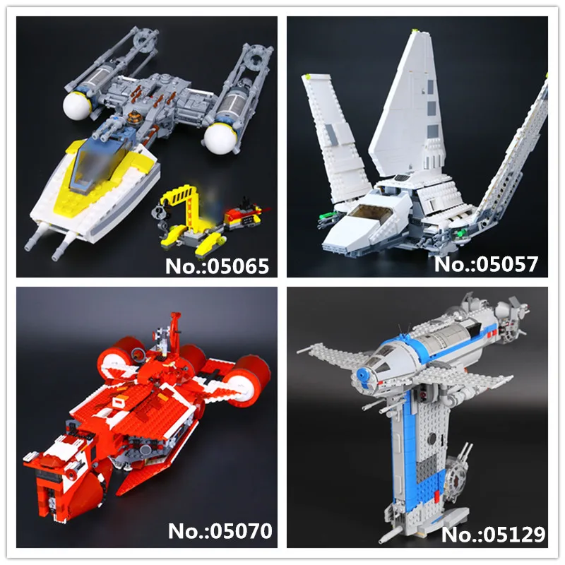 

LEPIN 05057 Fighting Shuttle 05065 Y-wingfighter 05070 Republic Cruiser 05129 Resistance Bomber Building Block 75094 75188