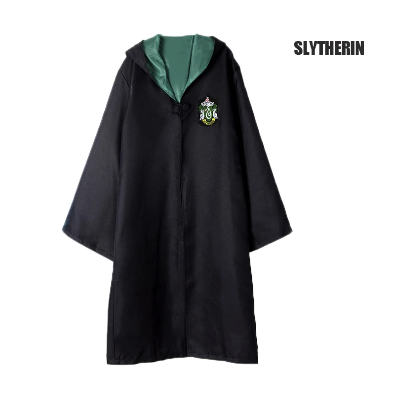 Robe Cape Cloak With Tie Scarf Wand Potter Glasses Ravenclaw Gryffindor Hufflepuff Slytherin Costume Adult Potter Cosplay - Цвет: Slytherin