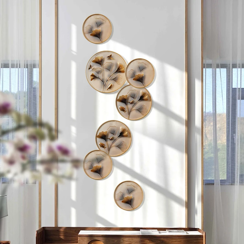 Китайские кованые железные листья гинкго настенные подвесные украшения для дома