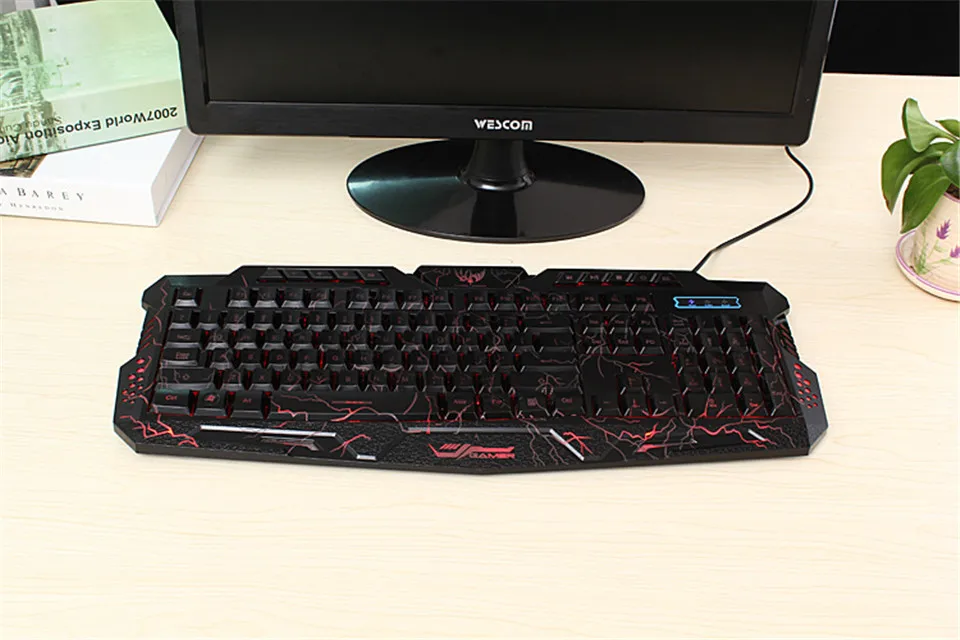 M200 красный/фиолетовый/синий Подсветка светодиодный Pro игровая Проводная клавиатура с USB питание полный n-ключ для компьютерных игр