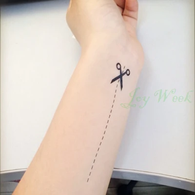 

Waterproof Temporary Tattoo Sticker scissors shears dotted line small tatto stickers flash tatoo fake tattoos for girl women