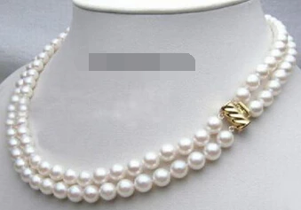 

Jewelr 004992 2 Rows Real 8-9 mm White Pearl 18KGP Clasp Necklace