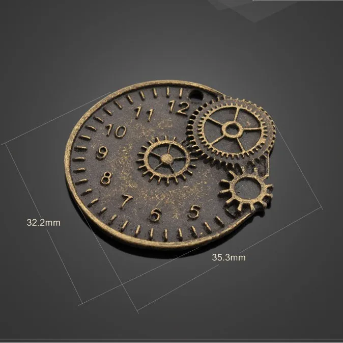 Высокое качество 12 шт./лот 32,2 мм* 35,3 мм античная бронза покрытая подвеска в стиле стимпанк колесо шестерни часы Подвески для изготовления ювелирных изделий