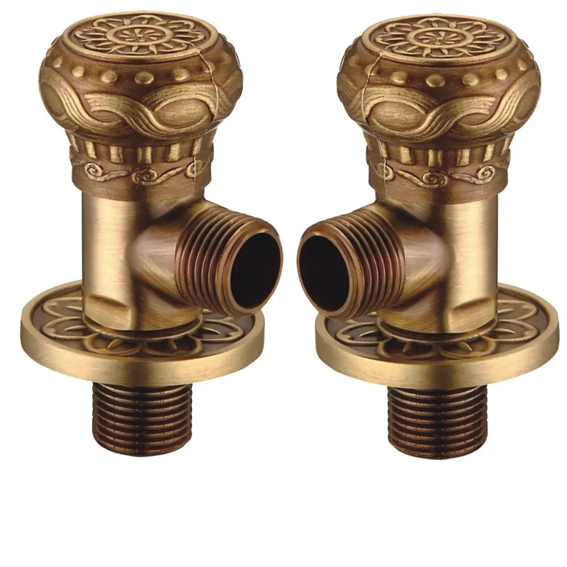 

MTTUZK Antique Bronze Carved Angle Valve Water Stop Valve Faucet WaterValve Hot and Cold Water Inlet valve Filling Valves