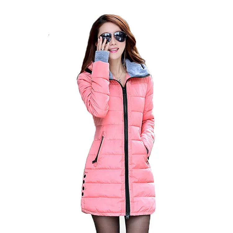 

Nice New Fashion Hooded Cotton-padded Clothes Down Coat Pink Anorak Jacket Women Loose Coat Female Winter Windbreaker Bomber