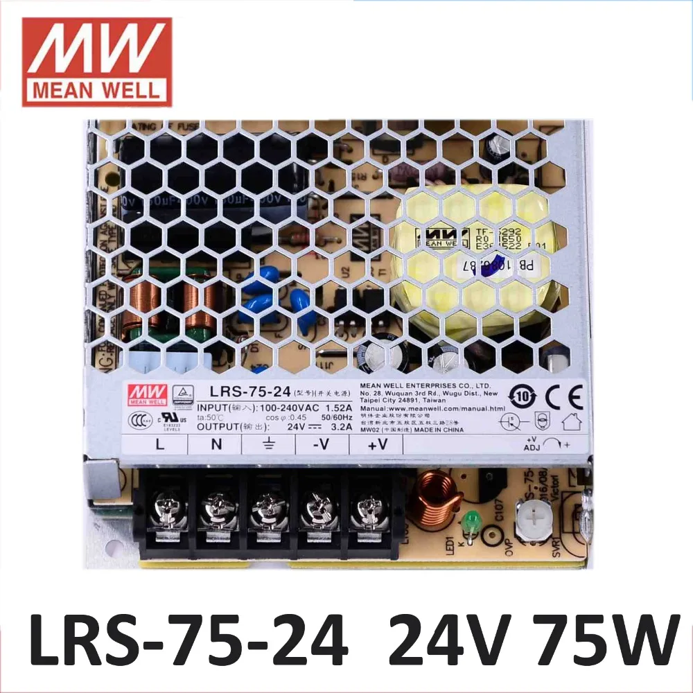 блок питания 24в MEANWELL LRS 75 24 DC В импульсный источник вход 85 264В Вт 3.2A Meanwell драйвер