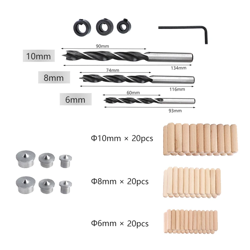  Dowel Jig 6 8 10 mm Wood Drill Pocket Hole Jig Kit With Box Thicken ABS Plastic Hand-held Hole Dril