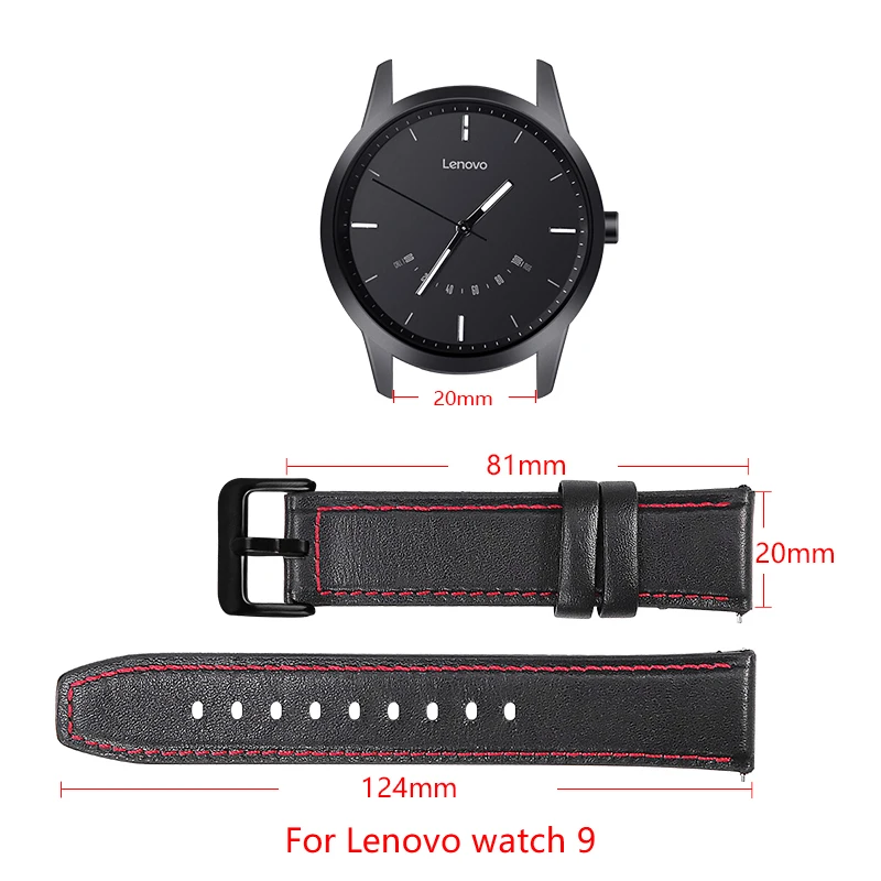 

20mm 2in1 leather/Silicone Strap for Lenovo watch 9 smart watch Business style Replacement strap Metal Buckle adjustable size