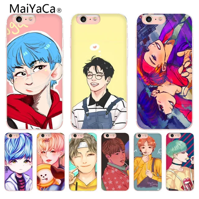 

MaiYaCa BTS Coque for iPhone 4S SE 5C 5S 5 6 6S 7 8 Plus X XR XS MAX Phone Cases transparent Soft TPU Cover Cases