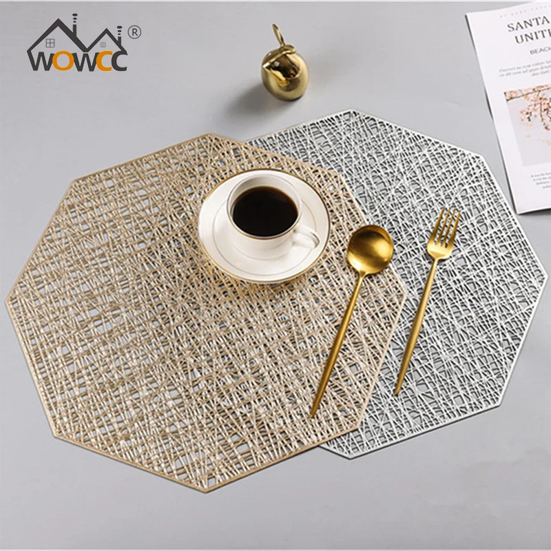 

Creative Plastic Placemat Octagonal Hollow Heat-insulated Pad Non Slip Insulation Table Mats Decoration Home Pad Couster