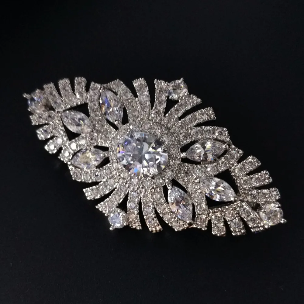 Günstig Alten Europäischen Stil Filigrane Art Deco Oval Brosche Silber Ton Öffnet Micro Pflastern und Marquise CZ Edwardian Antike Oval Geformt pins