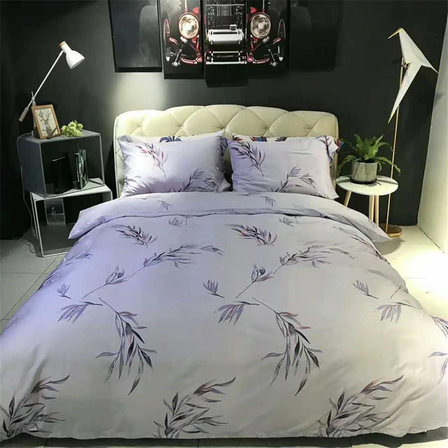 

CHAUSUB New Bed Linens Duvet Cover Set 4pcs Satin Cotton Bedding Set Bed Cover Sheets King Queen Size Printed Silky Pillowcase